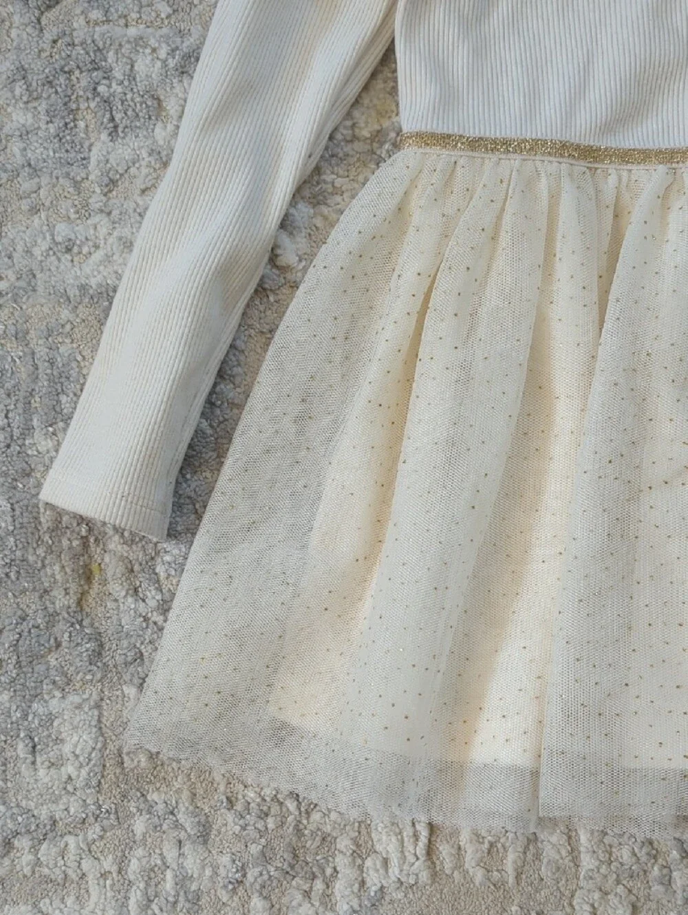The Children's Place Cream Long-Sleeve Tulle Party Dress Size 3T
